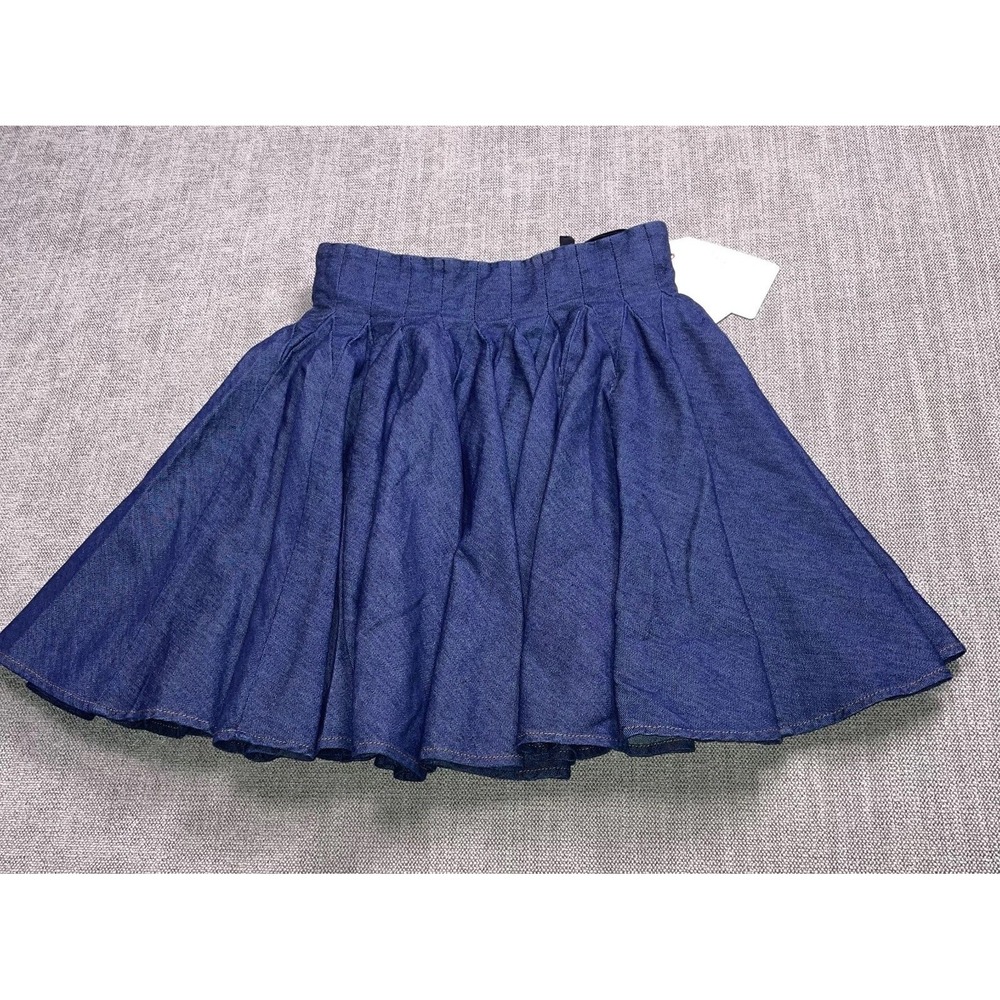 Gap Mini Skirt Womens 0 Navy Blue Denim Pleated Streetwear Travel Back Zip